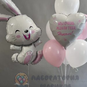 Шары на выписку с зайчиком и сердечком
