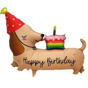 Шар фольгированный Такса с тортиком Happy Birthday 94 см