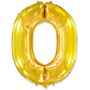 Цифра 0 золотая, объёмная, 102 см