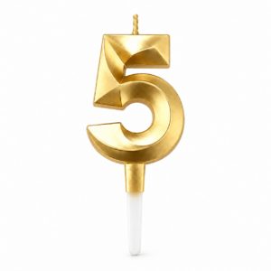 Свеча 5, грани, золото